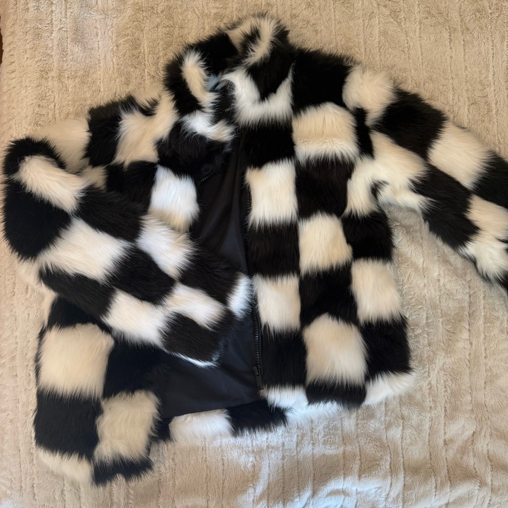 Forever 21 Black and White Faux Fur Jacket